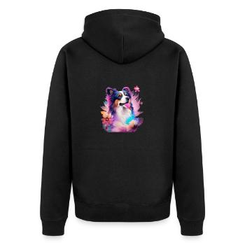 Australian Shepherd - Unisex Premium Bio Zip Hoodie - Schwarz - Hinten - Nico (187cm)