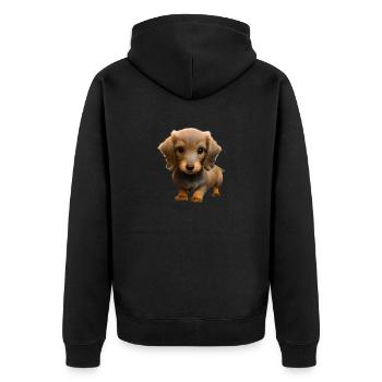 Dackelwelpe Dachshund Hund Hundehalter Hunde - Unisex Premium Bio Zip Hoodie - Schwarz - Hinten - Nico (187cm)