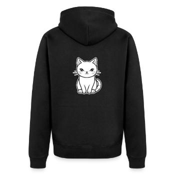 Cat Cat Kitten Cat Lady - Unisex Premium Organic Zip Hoodie - black - Back - Nico (187cm)