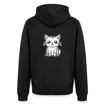Cat Cat Kitten Cat Lady - Unisex Premium Organic Zip Hoodie - black - Back - Nico (187cm)