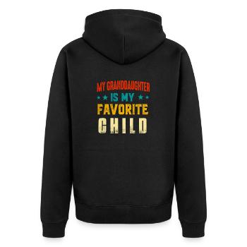 Meine Enkelin ist mein Lieblingskind Lustiger Opa - Unisex Premium Bio Zip Hoodie - Schwarz - Hinten - Nico (187cm)
