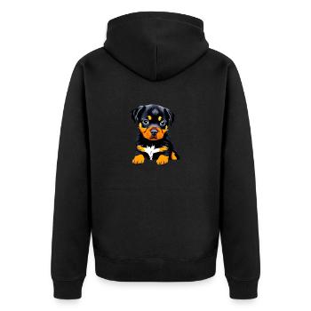 Rottweiler Chien Chiot Chien Rottweiler Chiot Chiens - Veste à capuche bio Premium Unisexe - noir - Dos - Nico (187cm)