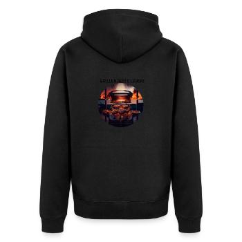 Grillen beste Leben! bei Sonnenuntergang am Strand - Unisex Premium Bio Zip Hoodie - Schwarz - Hinten - Nico (187cm)