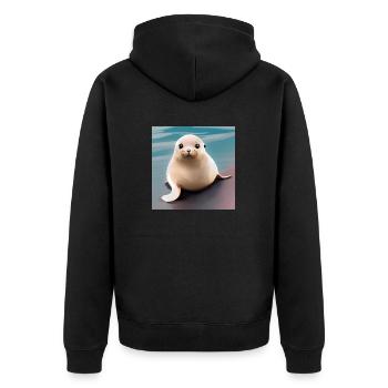 SEAL CUB - Unisex Premium Organic Zip Hoodie - black - Back - Nico (187cm)