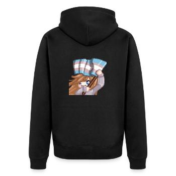 PillowG1rl Emote mit Transflagge - Unisex Premium Bio Zip Hoodie - Schwarz - Hinten - Nico (187cm)