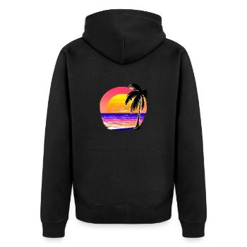 Palme Strand Sommerurlaub Sonne Palmen Insel - Unisex Premium Bio Zip Hoodie - Schwarz - Hinten - Nico (187cm)
