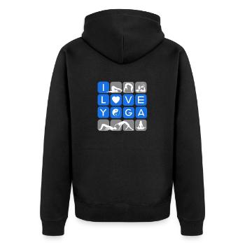 I love yoga formen symbole chakra 1 3 - Unisex Premium Bio Zip Hoodie - Schwarz - Hinten - Nico (187cm)