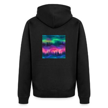 Northern Lights Glow: Northern Lights Collection - Unisex Premium Organic Zip Hoodie - black - Back - Nico (187cm)