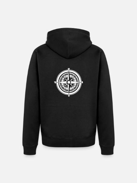 Compass Nautical Sailboat Seafarer - Unisex Premium Organic Zip Hoodie - black