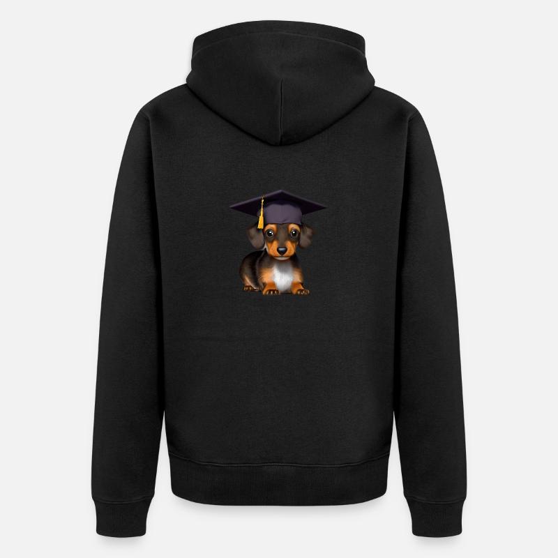 Bachelor Dachshund Graduation University - Veste à capuche bio Premium Unisexe - noir