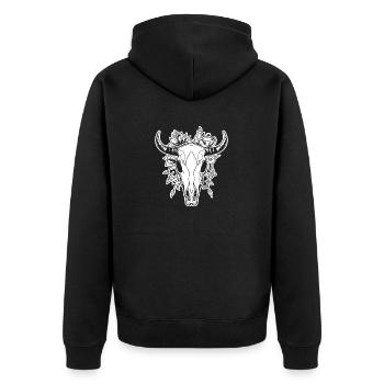 Cow Skull Boho - Unisex Premium Organic Zip Hoodie - black - Back - Nico (187cm)