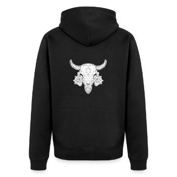 Cow Skull Boho - Unisex Premium Organic Zip Hoodie - black - Back - Nico (187cm)