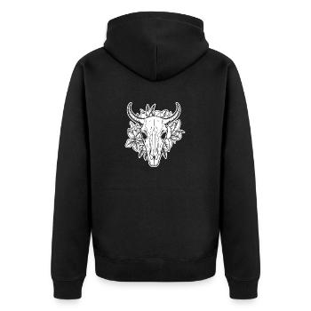 Cow Skull Boho - Unisex Premium Organic Zip Hoodie - black - Back - Nico (187cm)
