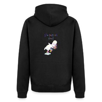 Da pups ich drauf - Unisex Premium Bio Zip Hoodie - Schwarz - Hinten - Nico (187cm)