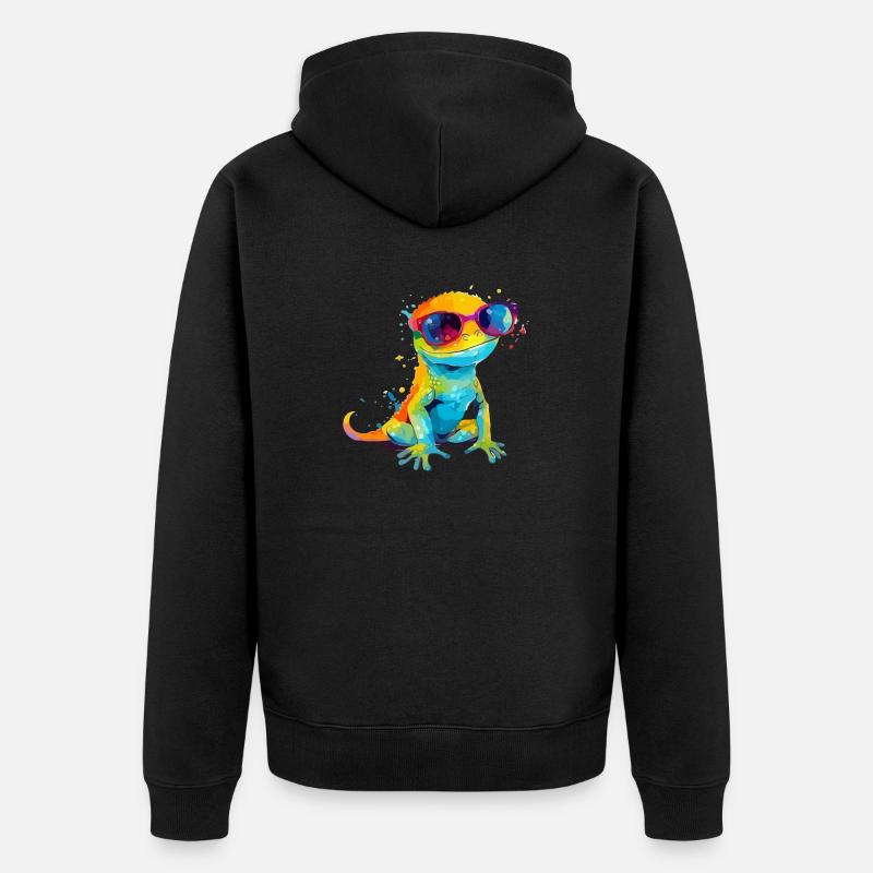 Djibril die Eidechse - Unisex Premium Bio Zip Hoodie - Schwarz