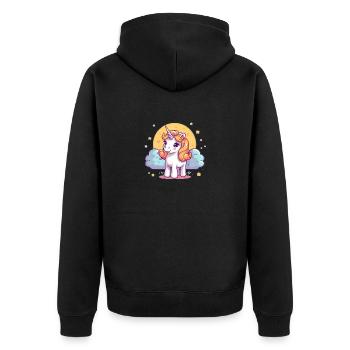Cadeau d’anniversaire licorne - Veste à capuche bio Premium Unisexe - noir - Dos - Nico (187cm)