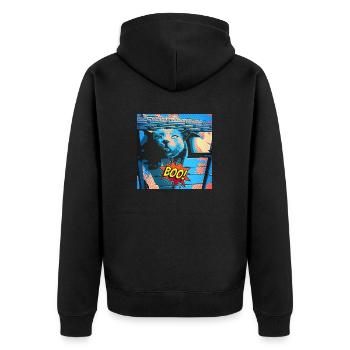Crazy Cat Retro Style - Unisex Premium Bio Zip Hoodie - Schwarz - Hinten - Nico (187cm)