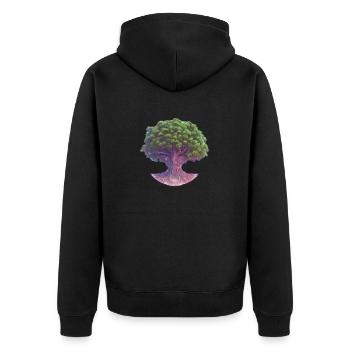 Lebensbaum Meditation Baum des Lebens Yoga - Unisex Premium Bio Zip Hoodie - Schwarz - Hinten - Nico (187cm)