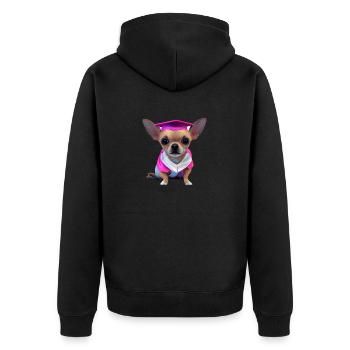 Bachelor Chihuahua Graduation Study Dogs - Unisex Premium Organic Zip Hoodie - black - Back - Nico (187cm)