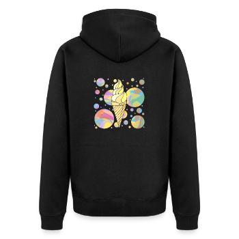 Eis - Unisex Premium Bio Zip Hoodie - Schwarz - Hinten - Nico (187cm)