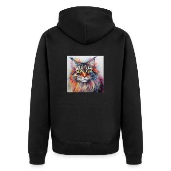 Colourful Maine Coon Cat - Unisex Premium Organic Zip Hoodie - black - Back - Nico (187cm)