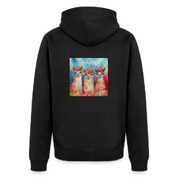 Modern & Colourful Alpaca Wall Art by Bodhi - Unisex Premium Organic Zip Hoodie - black - Back - Nico (187cm)