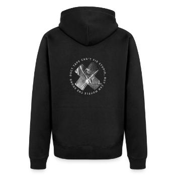 Klebeband kann Dummes nicht reparieren - Unisex Premium Bio Zip Hoodie - Schwarz - Hinten - Nico (187cm)