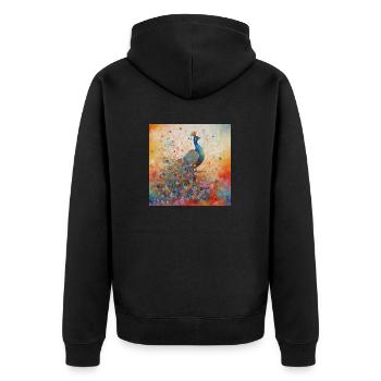 Modern & Colourful Peacock Wall Art by Bodhi - Unisex Premium Organic Zip Hoodie - black - Back - Nico (187cm)