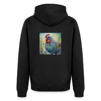 Modern & Colourful Chicken Wall Art by Bodhi - Unisex Premium Organic Zip Hoodie - black - Back - Nico (187cm)