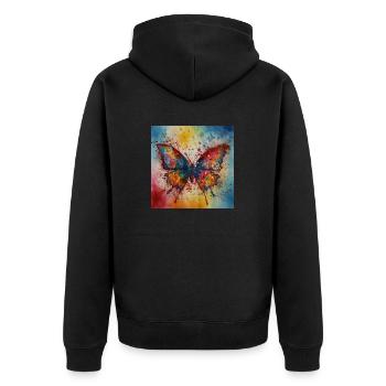 Colourful Butterfy Art - Unisex Premium Organic Zip Hoodie - black - Back - Nico (187cm)