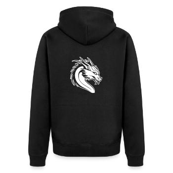 Drache Drachen Fantasie Mythologie - Unisex Premium Bio Zip Hoodie - Schwarz - Hinten - Nico (187cm)