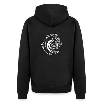 Drache Drachen Fantasie Mythologie - Unisex Premium Bio Zip Hoodie - Schwarz - Hinten - Nico (187cm)