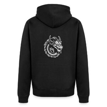 Drache Drachen Fantasie Mythologie - Unisex Premium Bio Zip Hoodie - Schwarz - Hinten - Nico (187cm)