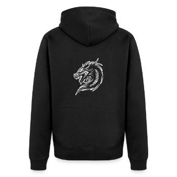 Drache Drachen Fantasie Mythologie - Unisex Premium Bio Zip Hoodie - Schwarz - Hinten - Nico (187cm)