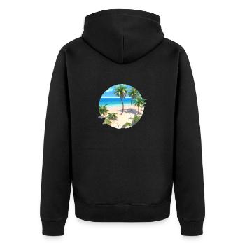 Sommerurlaub Palmen Insel Sonne Palme Strand - Unisex Premium Bio Zip Hoodie - Schwarz - Hinten - Nico (187cm)