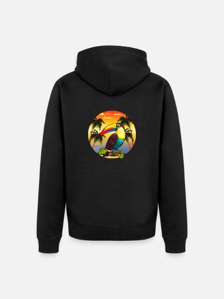 Tropical bird palms - Unisex Premium Organic Zip Hoodie - black