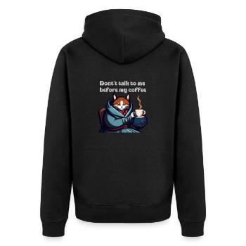 Drôle de chat et de café - Veste à capuche bio Premium Unisexe - noir - Dos - Nico (187cm)
