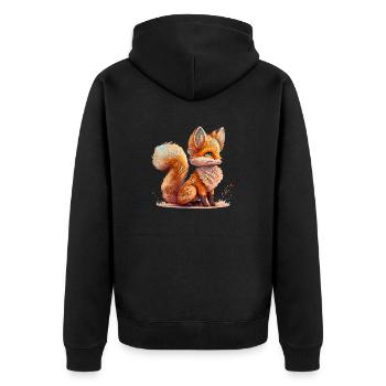 Eltefia Fox - Unisex Premium Organic Zip Hoodie - black - Back - Nico (187cm)