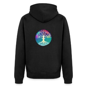 Yoga Lebensbaum Baum des Lebens Meditation - Unisex Premium Bio Zip Hoodie - Schwarz - Hinten - Nico (187cm)