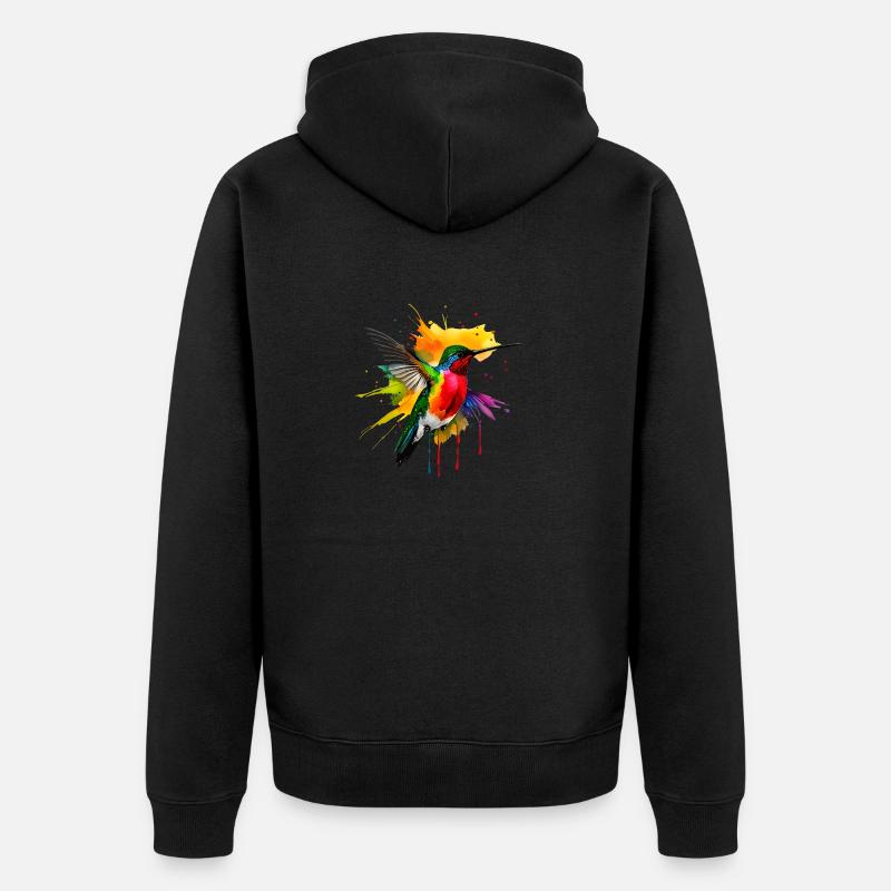 Farbenfroher Kolibri - Unisex Premium Bio Zip Hoodie - Schwarz