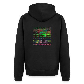 sommer surfen kroatien strand paradies party vibes - Unisex Premium Bio Zip Hoodie - Schwarz - Hinten - Nico (187cm)