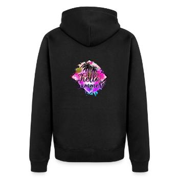 sommer surfen kroatien strand paradies party vibes - Unisex Premium Bio Zip Hoodie - Schwarz - Hinten - Nico (187cm)