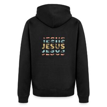 Jesus Christus von Nazareth Glaube Bibel Jesus - Unisex Premium Bio Zip Hoodie - Schwarz - Hinten - Nico (187cm)