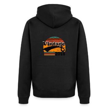 Jahrgang 2018 - Unisex Premium Bio Zip Hoodie - Schwarz - Hinten - Nico (187cm)