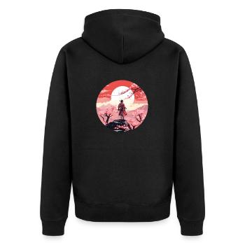 Samurai II - Unisex Premium Bio Zip Hoodie - Schwarz - Hinten - Nico (187cm)