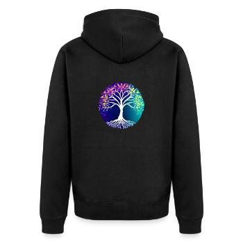 Meditation Baum des Lebens Lebensbaum Yoga - Unisex Premium Bio Zip Hoodie - Schwarz - Hinten - Nico (187cm)