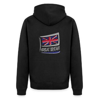 Great Britain - Unisex Premium Bio Zip Hoodie - Schwarz - Hinten - Nico (187cm)