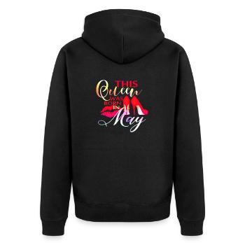 Diese Königin wurde im Mai geboren Königin Prinzessin May - Unisex Premium Bio Zip Hoodie - Schwarz - Hinten - Nico (187cm)