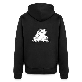 Frosch Amphibie Kröte - Unisex Premium Bio Zip Hoodie - Schwarz - Hinten - Nico (187cm)