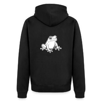 Frosch Amphibie Kröte - Unisex Premium Bio Zip Hoodie - Schwarz - Hinten - Nico (187cm)